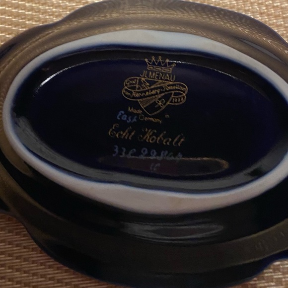 2 JLMENAU - ECHT KOBALT TRINKET dishes, one on pedestal. Beautiful. Vintage - Picture 6 of 7